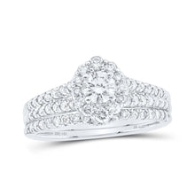 Load image into Gallery viewer, Eternal Radiance 14kt White Gold Diamond Halo Bridal Wedding Ring Band Set - Splendid Jewellery