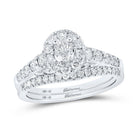 Eternal Radiance | 14kt White Gold Oval Diamond Halo Bridal Wedding Ring Band Set 1 Cttw | Splendid Jewellery - Splendid Jewellery