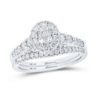 Eternal Radiance | 14kt White Gold Oval Diamond Halo Bridal Wedding Ring Band Set 1 Cttw | Splendid Jewellery - Splendid Jewellery