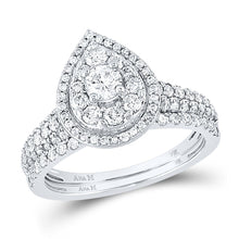 Load image into Gallery viewer, Eternal Radiance 14kt White Gold Round Diamond Bridal Wedding Ring Band Set - Top View