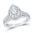 Eternal Radiance 14kt White Gold Round Diamond Bridal Wedding Ring Band Set - Top View
