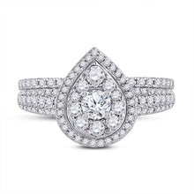 Load image into Gallery viewer, Eternal Radiance 14kt White Gold Round Diamond Bridal Wedding Ring Band Set - Front View