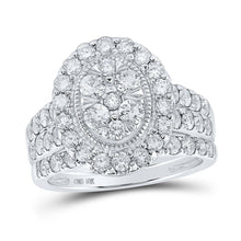 Load image into Gallery viewer, Eternal Sparkle: 10kt White Gold Diamond Cluster Wedding Ring Set - Splendid Jewellery