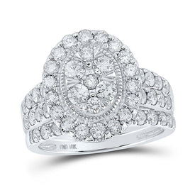 Eternal Sparkle: 10kt White Gold Diamond Cluster Wedding Ring Set - Splendid Jewellery