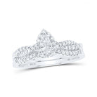 Eternal Sparkle | 10kt White Gold Pear Diamond Halo Bridal Wedding Ring Band Set 1/2 Cttw - Splendid Jewellery