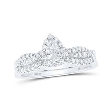 Load image into Gallery viewer, Eternal Sparkle | 10kt White Gold Pear Diamond Halo Bridal Wedding Ring Band Set 1/2 Cttw - Splendid Jewellery