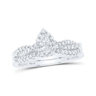 Eternal Sparkle | 10kt White Gold Pear Diamond Halo Bridal Wedding Ring Band Set 1/2 Cttw - Splendid Jewellery