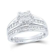 Load image into Gallery viewer, Eternal Sparkle: 10kt White Gold Princess Diamond Bridal Wedding Ring Band Set 1 Cttw - Splendid Jewellery