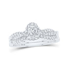 Eternal Sparkle | 10kt White Gold Round Diamond Halo Bridal Wedding Ring Band Set - Splendid Jewellery