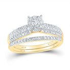 Eternal Sparkle | 10kt Yellow Gold Round Diamond Bridal Wedding Ring Band Set 1/2 Cttw - Splendid Jewellery