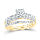 Eternal Sparkle | 10kt Yellow Gold Round Diamond Bridal Wedding Ring Band Set 1/2 Cttw - Splendid Jewellery
