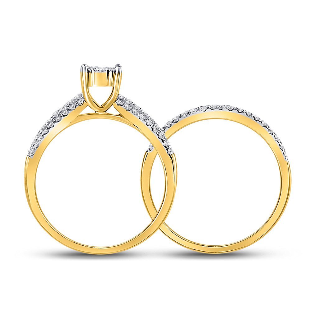 Eternal Sparkle | 10kt Yellow Gold Round Diamond Bridal Wedding Ring Band Set 1/2 Cttw - Splendid Jewellery