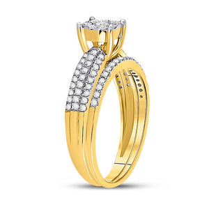 Eternal Sparkle | 10kt Yellow Gold Round Diamond Bridal Wedding Ring Band Set 1/2 Cttw - Splendid Jewellery