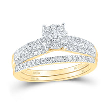 Load image into Gallery viewer, Eternal Sparkle | 10kt Yellow Gold Round Diamond Bridal Wedding Ring Band Set 1/2 Cttw product  Top View from Splendid Jewellery