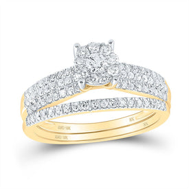 Eternal Sparkle | 10kt Yellow Gold Round Diamond Bridal Wedding Ring Band Set 1/2 Cttw product  Top View from Splendid Jewellery