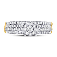 Load image into Gallery viewer, Eternal Sparkle | 10kt Yellow Gold Round Diamond Bridal Wedding Ring Band Set 1/2 Cttw product Top View from Splendid Jewellery