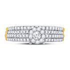 Eternal Sparkle | 10kt Yellow Gold Round Diamond Bridal Wedding Ring Band Set 1/2 Cttw product Top View from Splendid Jewellery
