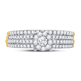 Eternal Sparkle | 10kt Yellow Gold Round Diamond Bridal Wedding Ring Band Set 1/2 Cttw product Top View from Splendid Jewellery