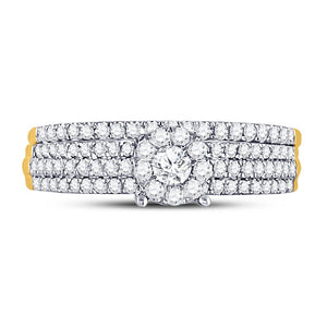 Eternal Sparkle | 10kt Yellow Gold Round Diamond Bridal Wedding Ring Band Set 1/2 Cttw - Splendid Jewellery