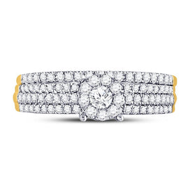 Eternal Sparkle | 10kt Yellow Gold Round Diamond Bridal Wedding Ring Band Set 1/2 Cttw - Splendid Jewellery