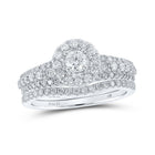 Eternal Sparkle 14kt White Gold Diamond Halo Bridal Wedding Ring Band Set - Splendid Jewellery