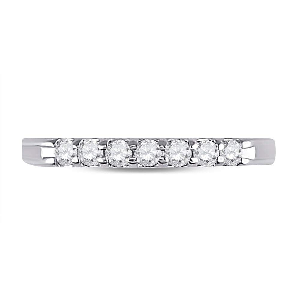 Eternal Sparkle: 14kt White Gold Round Diamond Wedding Band - Splendid Jewellery