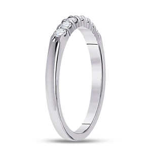 Eternal Sparkle: 14kt White Gold Round Diamond Wedding Band - Splendid Jewellery