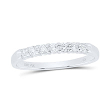 Load image into Gallery viewer, Eternal Sparkle: 14kt White Gold Round Diamond Wedding Band - Top View