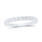 Eternal Sparkle: 14kt White Gold Round Diamond Wedding Band - Top View
