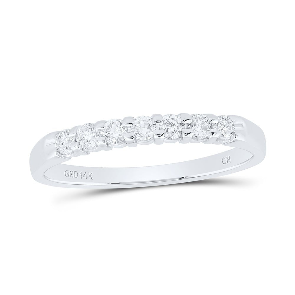 Eternal Sparkle: 14kt White Gold Round Diamond Wedding Band - Splendid Jewellery