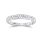 Eternal Sparkle: 14kt White Gold Women's Round Diamond Wedding Double Row Pave Band - Splendid Jewellery