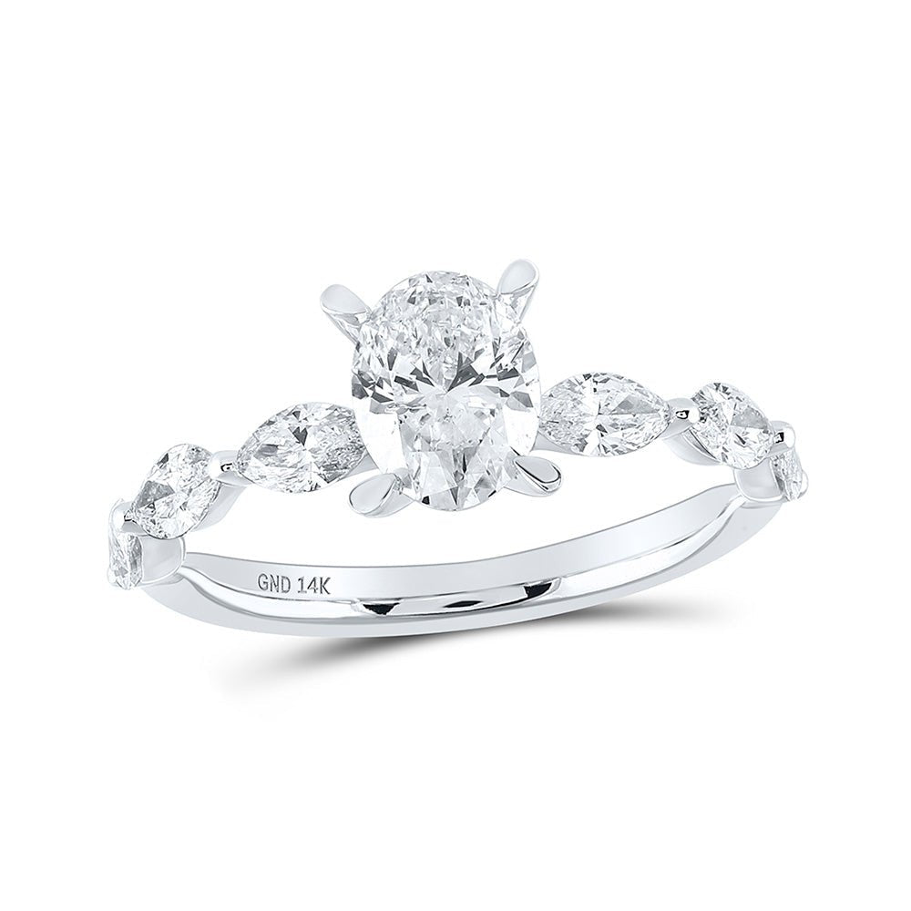 Eternal Splendor 14kt White Gold Oval Diamond Solitaire Bridal Wedding Engagement Ring - Splendid Jewellery
