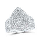 Eternal Tears: 10kt White Gold Round Diamond Teardrop Bridal Wedding Ring Band Set 1 - 1/5 Cttw - Splendid Jewellery