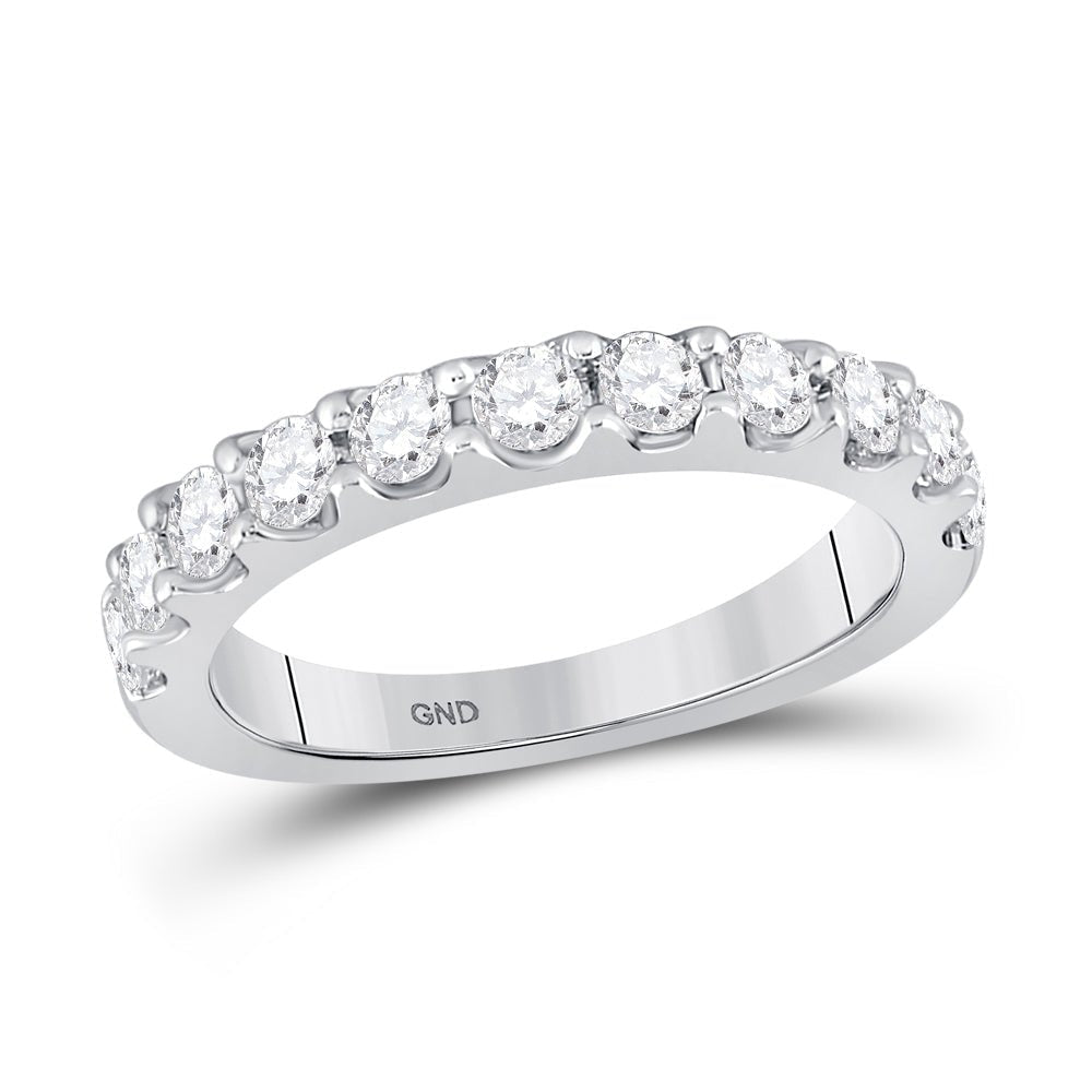 Eternity Brilliance | 14kt White Gold Womens Round Diamond Wedding Single Row Band 7/8 Cttw - Splendid Jewellery