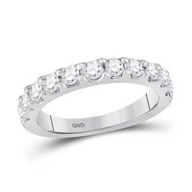 Eternity Brilliance | 14kt White Gold Womens Round Diamond Wedding Single Row Band 7/8 Cttw - Splendid Jewellery