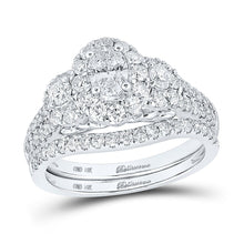 Load image into Gallery viewer, Ethereal Blue Sapphire Halo Bridal Wedding Ring Set in 14kt White Gold - Splendid Jewellery