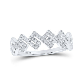 Ethereal Diamond Cascade Band | 10kt White Gold Womens Round Diamond Stackable Band Ring 1/5 Cttw - Splendid Jewellery