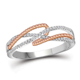 Ethereal Diamond Rope Band | 10kt White Gold Womens Round Diamond Fashion Ring 1/6 Cttw Top View from Splendid Jewellery