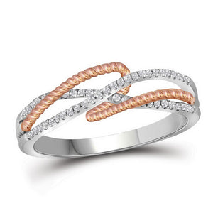 Ethereal Diamond Rope Band | 10kt White Gold Womens Round Diamond Fashion Ring 1/6 Cttw - Splendid Jewellery