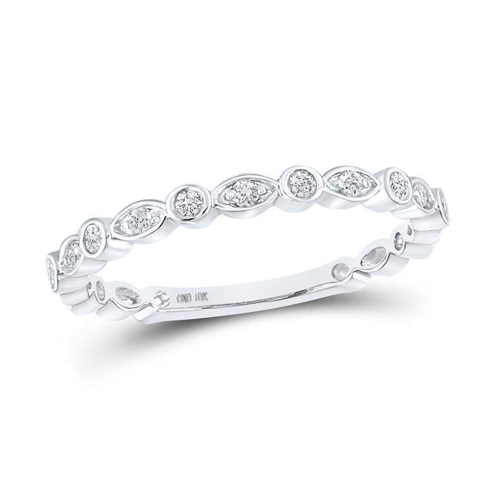 Ethereal Elegance: 10kt White Gold Diamond Stacking Band Ring - Splendid Jewellery