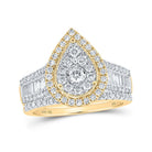 Ethereal Elegance | 10kt Yellow Gold Diamond Teardrop Bridal Wedding Ring Band Set - Splendid Jewellery