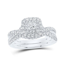 Load image into Gallery viewer, Ethereal Elegance 14kt White Gold Diamond Halo Bridal Wedding Ring Band Set - Splendid Jewellery
