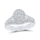 Ethereal Elegance | 14kt White Gold Diamond Oval Bridal Wedding Ring Band Set 3/4 Cttw - Splendid Jewellery