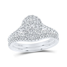 Load image into Gallery viewer, Ethereal Elegance | 14kt White Gold Diamond Oval Bridal Wedding Ring Band Set 3/4 Cttw - Splendid Jewellery