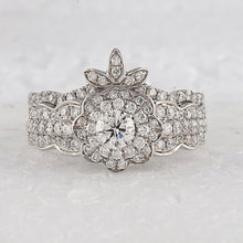 Load image into Gallery viewer, Ethereal Elegance: 14kt White Gold Diamond Wedding Ring Band Set - Front View