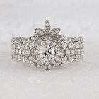 Ethereal Elegance: 14kt White Gold Diamond Wedding Ring Band Set - Front View