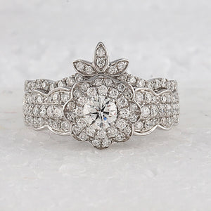 Ethereal Elegance: 14kt White Gold Diamond Wedding Ring Band Set - Splendid Jewellery