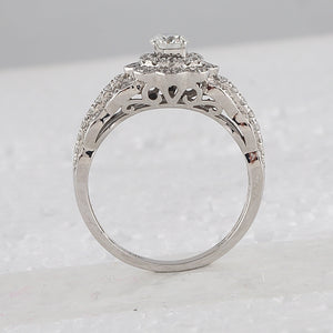 Ethereal Elegance: 14kt White Gold Diamond Wedding Ring Band Set - Splendid Jewellery