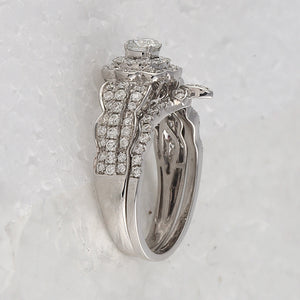 Ethereal Elegance: 14kt White Gold Diamond Wedding Ring Band Set - Splendid Jewellery