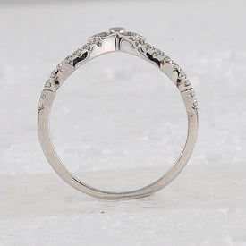 Ethereal Elegance: 14kt White Gold Diamond Wedding Ring Band Set - Top View